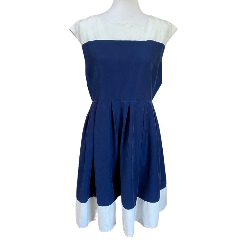 Sinclaire Womens Dress Size 12 L Fit & Flare Sleeveless Cocktail Party Nautical